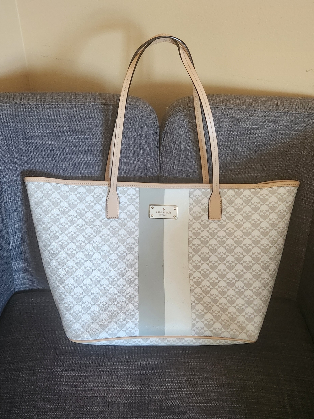 kate spade Cream and Light Tan Patterned Tote